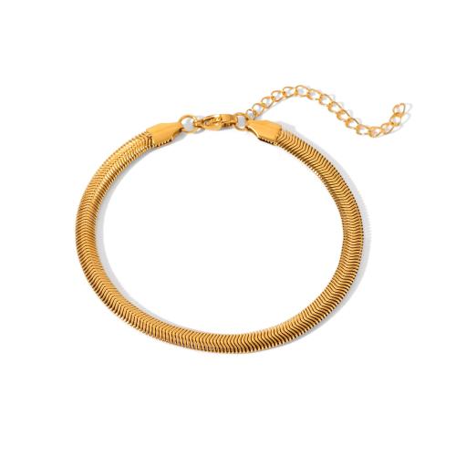 304 Stainless Steel Bracelet, with 5cm extender chain, gold color plated, snake chain & for woman, Length:Approx 19 cm, Sold By PC