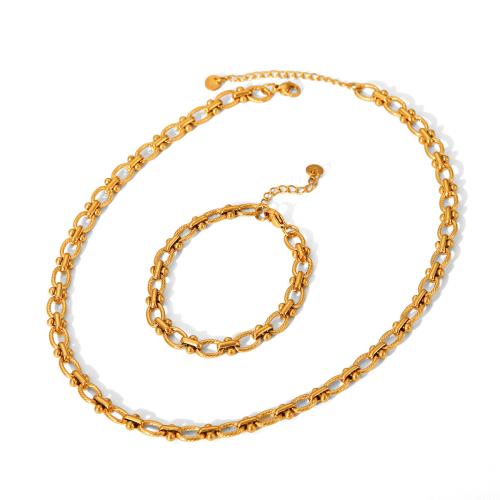 304 Stainless Steel Bracelet and Necklace, gold color plated, different styles for choice & for woman, Sold By PC