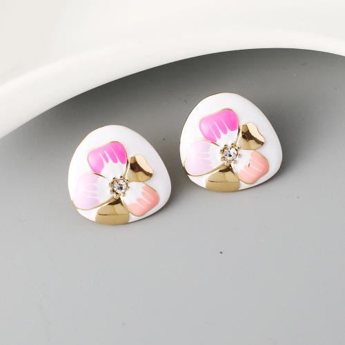 Tibetan Style Stud Earring, with Polyester Cord, gold color plated, different styles for choice & for woman & enamel & with rhinestone, Sold By Pair