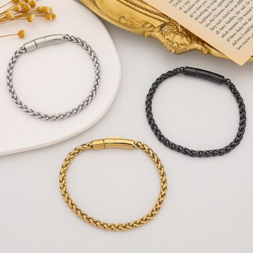 304 Stainless Steel Bracelet, plated, fashion jewelry & Unisex, more colors for choice, 220x5mm, Sold By PC