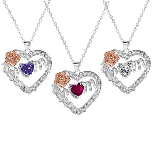 Circón cúbico Micro pavimentar collar de cobre amarillo, metal, chapado, cadena oval & micro arcilla de zirconia cúbica & para mujer, más colores para la opción, 21x22mm, Vendido para aproximado 45 cm Sarta