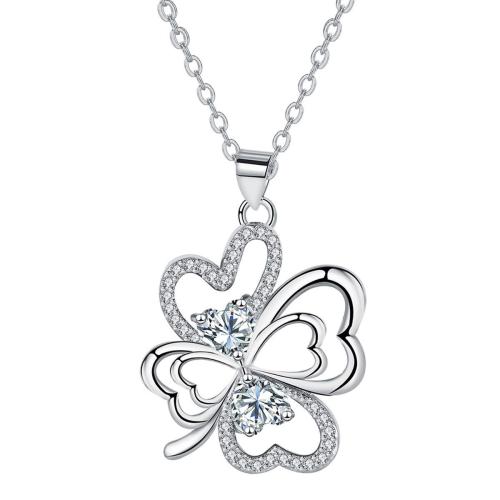 Circón cúbico Micro pavimentar collar de cobre amarillo, metal, chapado en color de platina, cadena oval & micro arcilla de zirconia cúbica & para mujer, 19x19mm, Vendido para aproximado 45 cm Sarta