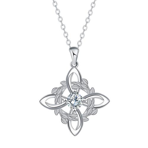 Circón cúbico Micro pavimentar collar de cobre amarillo, metal, con cadena de acero inoxidable, chapado en color de platina, cadena oval & micro arcilla de zirconia cúbica & para mujer, 27.40x27.40mm, Vendido para aproximado 45 cm Sarta