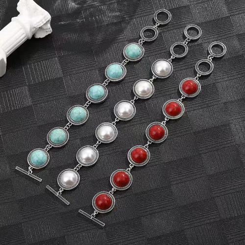 Pulsera de Aleación de Zinc, chapado, diferentes materiales para la opción & para mujer, más colores para la opción, 24x8mm, Vendido para aproximado 21 cm Sarta