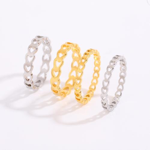 Titanium Steel Finger Ring, Heart, plated, different size for choice & for woman & hollow, more colors for choice, Sold By PC