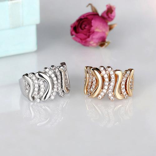 metal anillo, chapado, diverso tamaño para la opción & micro arcilla de zirconia cúbica & para mujer, más colores para la opción, tamaño:6-10, Vendido por UD