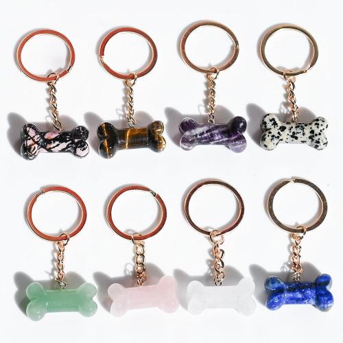 Bag Purse Charms Keyrings Keychains, Gemstone, with Tibetan Style, Dog Bone, polished, DIY & different materials for choice, 34x18x12mm, Sold By PC