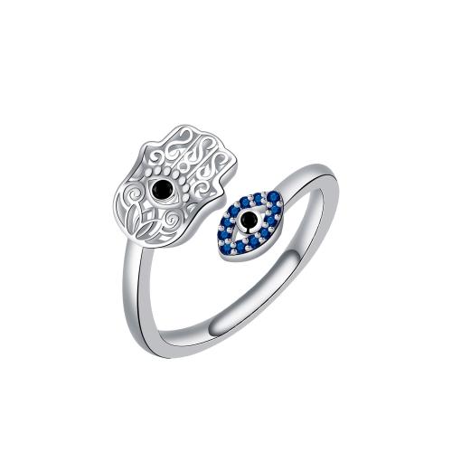 Cubic Zirconia Micro Pave Brass Ring, silver color plated, adjustable & micro pave cubic zirconia & for woman, Sold By PC