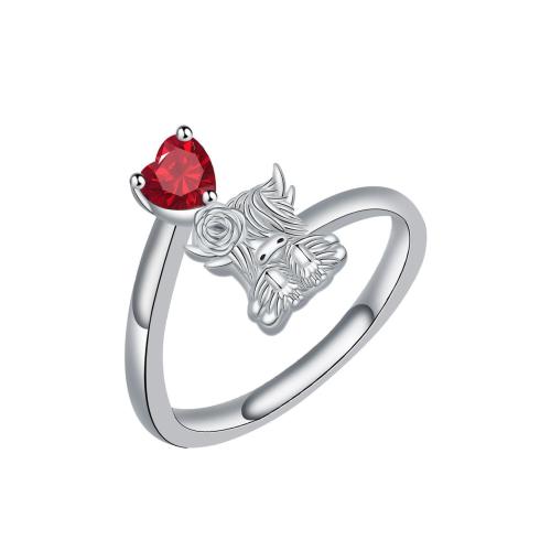 Befestigter Zirkonia Messingring Fingerring, Messing, mit kubischer Zirkonia, silberfarben plattiert, einstellbar & für Frau, verkauft von PC