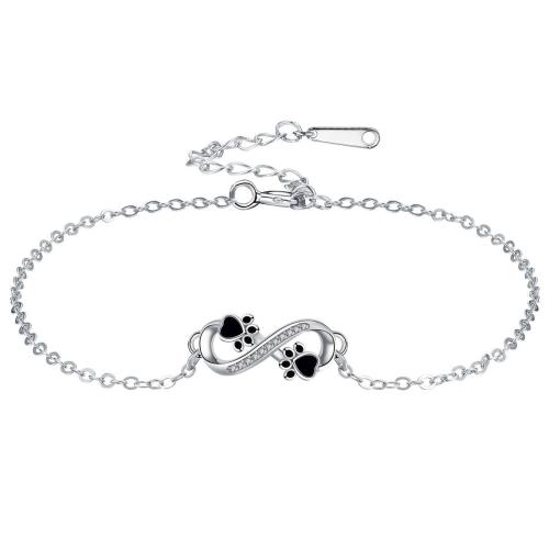 Cubic Zirconia Micro Pave Brass Bracelet, with stainless steel chain, with 4cm extender chain, silver color plated, adjustable & oval chain & micro pave cubic zirconia & for woman, 8x17.50mm, Sold Per Approx 17 cm Strand