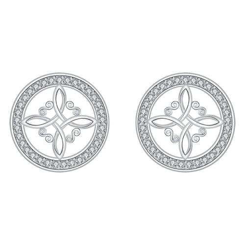 Cubic Zirconia Micro Pave Brass Earring, silver color plated, micro pave cubic zirconia & for woman, 13x13mm, Sold By Pair