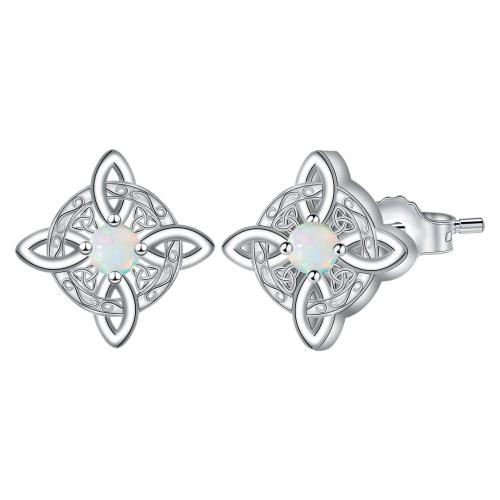 Brass Stud Earring, silver color plated, for woman, 13x13mm, Sold By Pair