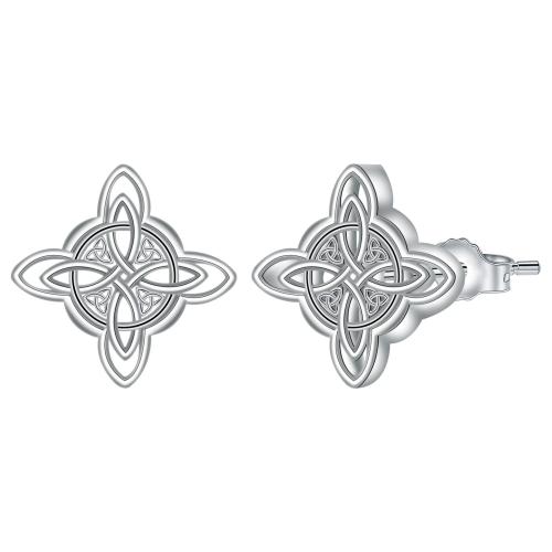 Brass Stud Earring, silver color plated, for woman, 13x13mm, Sold By Pair