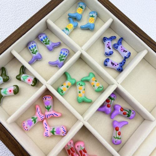 Lampwork Beads, Shoes, hand drawing, DIY, more colors for choice, 16.50x24.20mm, 100PCs/Bag, Sold By Bag