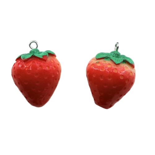 Resin Pendant, with Tibetan Style, Strawberry, DIY & different size for choice & enamel, 100PCs/Bag, Sold By Bag