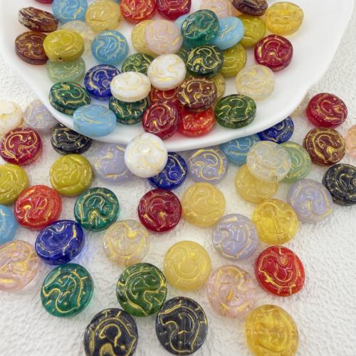 Lampwork Beads, Flat Round, DIY, more colors for choice, 14x6.50mm, Hole:Approx 1mm, 100PCs/Bag, Sold By Bag