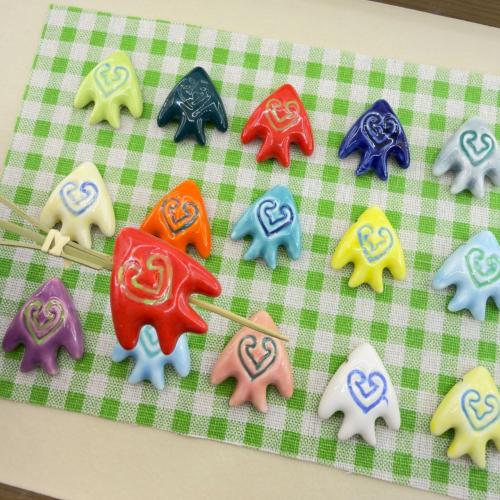 Porcelain Jewelry Beads, Fish, hand drawing, DIY, more colors for choice, 34x30x9mm, Hole:Approx 2mm, 100PCs/Bag, Sold By Bag