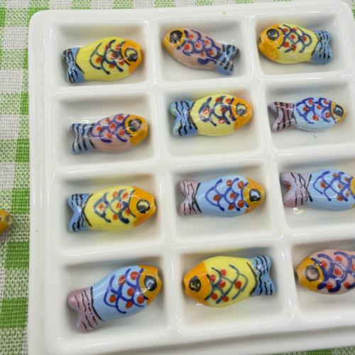 Porcelain Jewelry Beads, Fish, hand drawing, DIY, more colors for choice, 21.50x11.50mm, Hole:Approx 1.5mm, 100PCs/Bag, Sold By Bag
