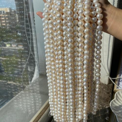 Natural Freshwater Pearl Loose Beads, DIY & large hole, white, beads size 10-11mm, Sold Per Approx 38-39 cm Strand