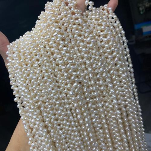 Natural Freshwater Pearl Loose Beads, Rice, DIY & different size for choice, white, Sold Per Approx 37-38 cm Strand