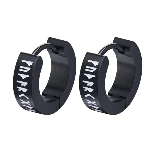 304 Stainless Steel Huggie Hoop Earring, plated, fashion jewelry & for man, black, 4x13mm, Sold By PC
