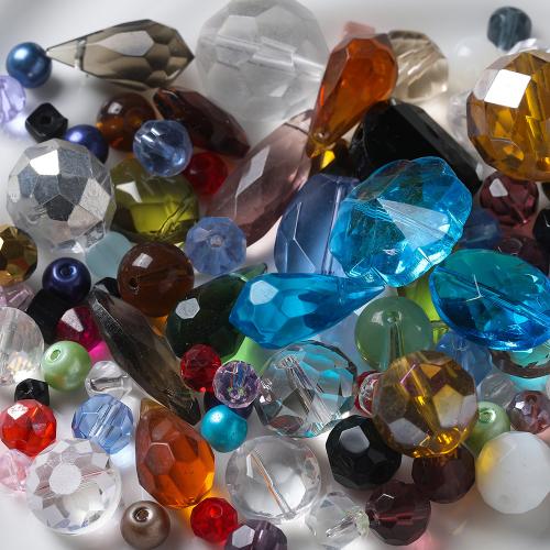 Fashion Glass Beads, random style & DIY & faceted & mixed, more colors for choice, beads size 4.5-40mm, 45G/Bag, Sold By Bag