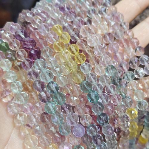 Natural Fluorite Beads, Colorful Fluorite, Abacus, polished, DIY & faceted, gradient color, 7mm, Approx 69PCs/Strand, Sold By Strand