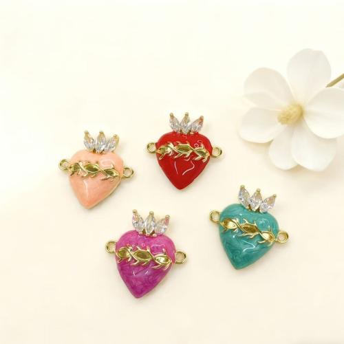 Cubic Zirconia Micro Pave Brass Connector, Crown, gold color plated, DIY & micro pave cubic zirconia & enamel, more colors for choice, 23x22mm, Sold By PC