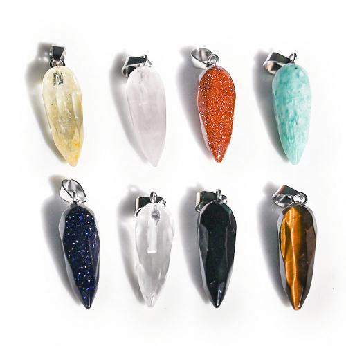 Gemstone Pendants Jewelry, Carrot, polished, DIY & different materials for choice & faceted, 7x22mm, Sold By PC