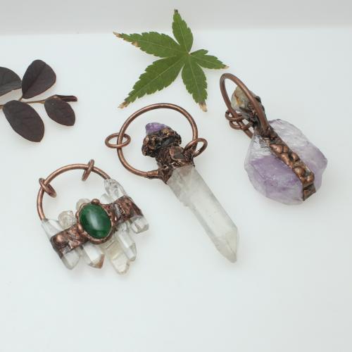 Quartz Gemstone Pendants, Amethyst, with Clear Quartz & Tibetan Style, polished, DIY & different styles for choice, Sold By PC
