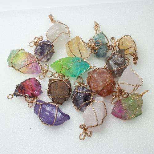 Bijoux Pendentifs en pierres gemmes, pierre gemme, avec alliage de zinc, Motif géométrique, Placage, DIY & différents matériaux pour le choix, 25x45mm, Vendu par PC