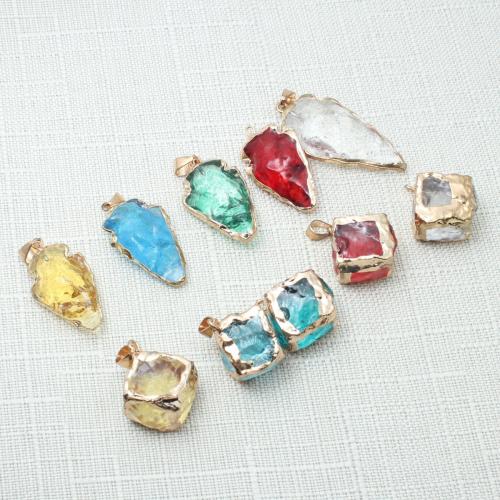 Colgantes de Cuarzo Natural, con aleación de zinc, Patrón Geométrico, Bricolaje, más colores para la opción, Vendido por Set