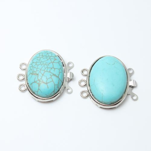 Turquoise Pendant, Natural Turquoise, with Tibetan Style, Oval, DIY, 27x27x10mm, Sold By PC