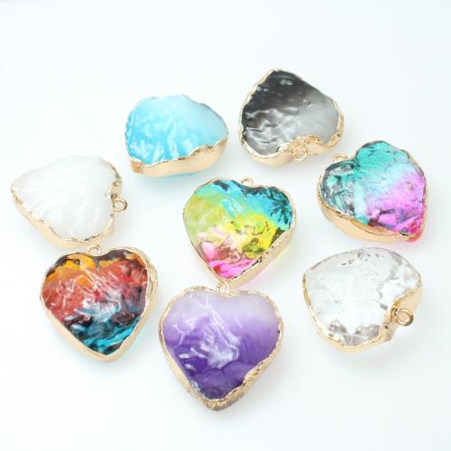 Gemstone Pendants Jewelry, Heart, plated, DIY & different materials for choice, 30x32x14mm, Sold By PC