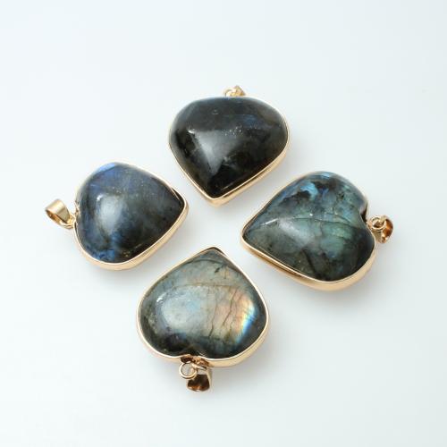 Labradorite Pendant, with Tibetan Style, Heart, DIY, 34x32mm, Sold By PC