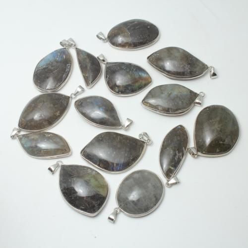 лабрадорит подвеска, с цинковый сплав, Нерегулярные, случайным образом отправлено & DIY, pendant size 30-50mm, продается PC