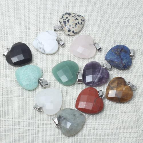 Gemstone Pendants Jewelry, with Tibetan Style, Heart, DIY & different materials for choice & faceted, 20x22x7mm, Sold By PC
