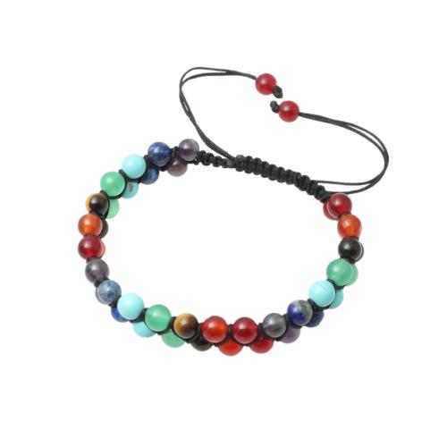 Natural Stone Bracelet, with Polyester Cord, handmade, Double Layer & Unisex, Length:Approx 18.5 cm, Sold By PC