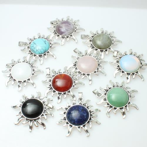 Bijoux Pendentifs en pierres gemmes, pierre gemme, avec alliage de zinc, fleur, DIY & différents matériaux pour le choix, 42x40x10mm, Vendu par PC