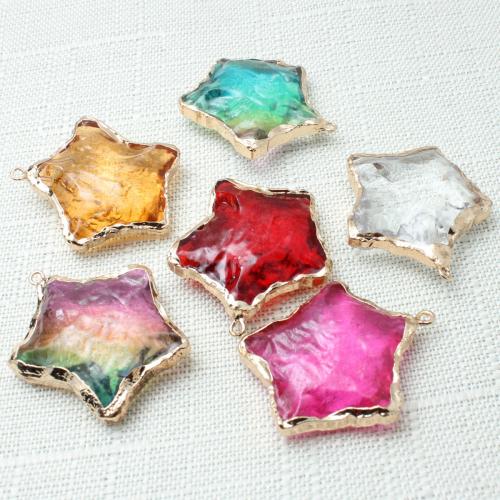 Quartz Gemstone Pendants, Star, plated, DIY, more colors for choice, 40x34x11mm, Sold By PC
