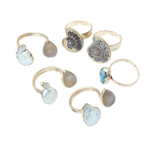 Naturstein Manschette Fingerring, mit Natürliche kultivierte Süßwasserperlen & Zinklegierung, unisex & einstellbar & verschiedene Stile für Wahl, verkauft von PC