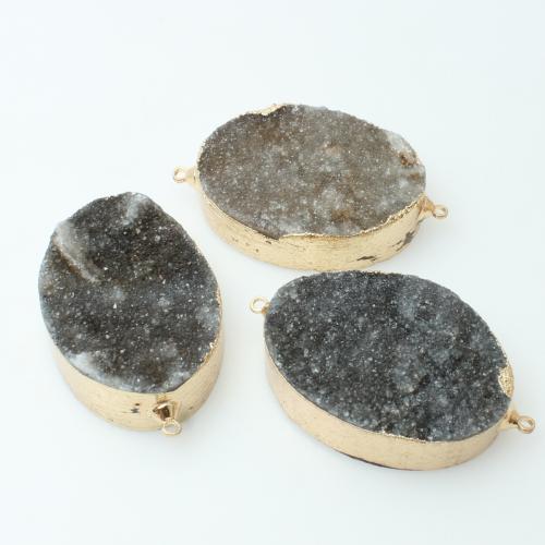 Quartz Connector, Oval, DIY, Random Color, 27x35mm, Sold By PC