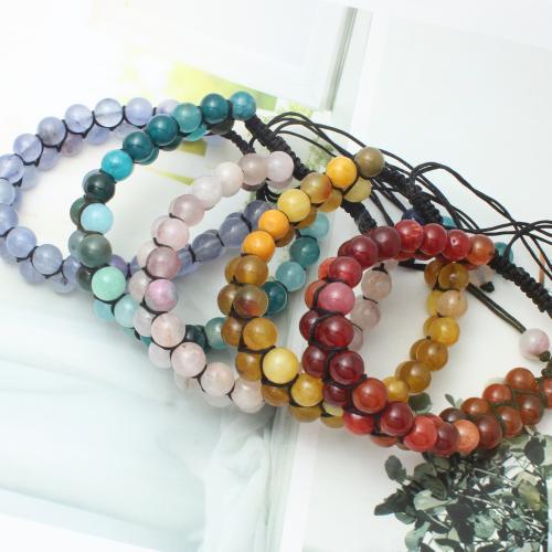 Gemstone Bracelet, with Polyester Cord, different materials for choice & Unisex, Sold By PC