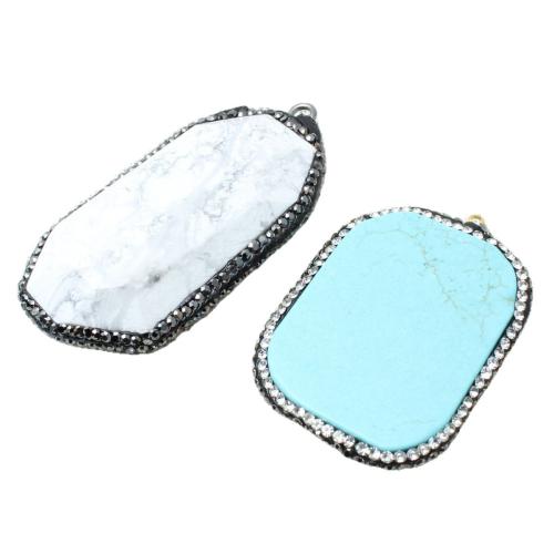 Turquoise Pendant, Natural Turquoise, with Tibetan Style, handmade, DIY & different styles for choice & with rhinestone, Sold By PC