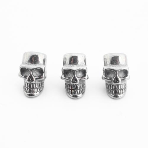 Stainless Steel Spacer Beads, 304 Stainless Steel, Skull, DIY, 17x11x12mm, Sold By PC
