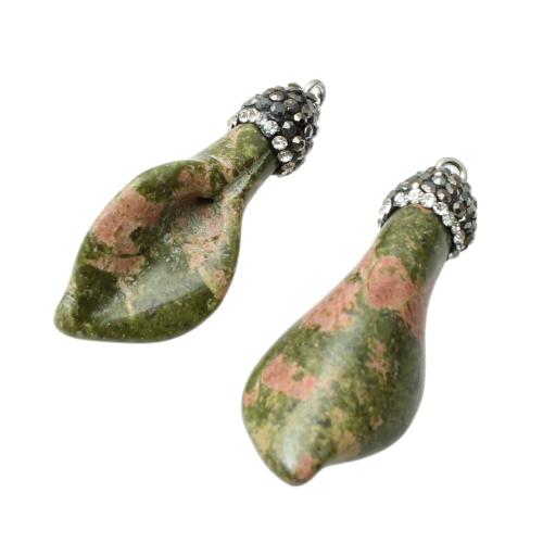 Подвески из Эпидота гранита, унакит, Нерегулярные, DIY & со стразами, 42x18mm, продается PC
