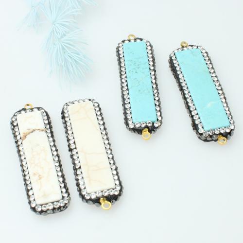 Pendentif turquoise, turquoise naturelle, rectangle, DIY & différents matériaux pour le choix & avec strass, 42x13mm, Vendu par PC