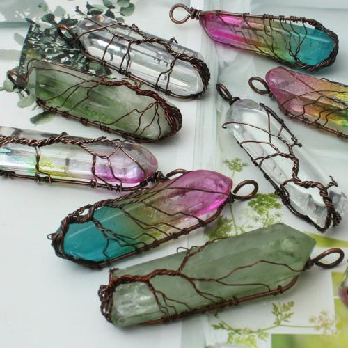 Quartz Gemstone Pendants, with Tibetan Style, Geometrical Pattern, DIY, more colors for choice, 15x17mm, Sold By PC