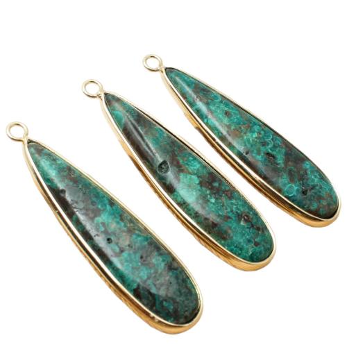 Gemstone Pendants Jewelry, Ocean Jasper, Teardrop, gold color plated, DIY, 45x13mm, Sold By PC