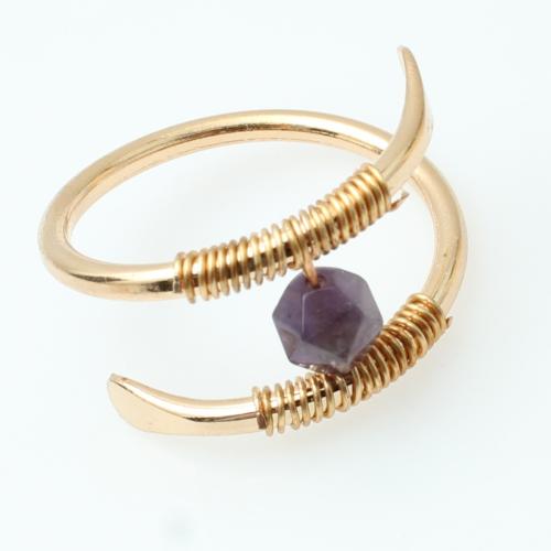 Amethyst Cuff Finger Ring, with Tibetan Style, Geometrical Pattern, handmade, fashion jewelry & for woman, US Ring Size:6-8, Sold By PC